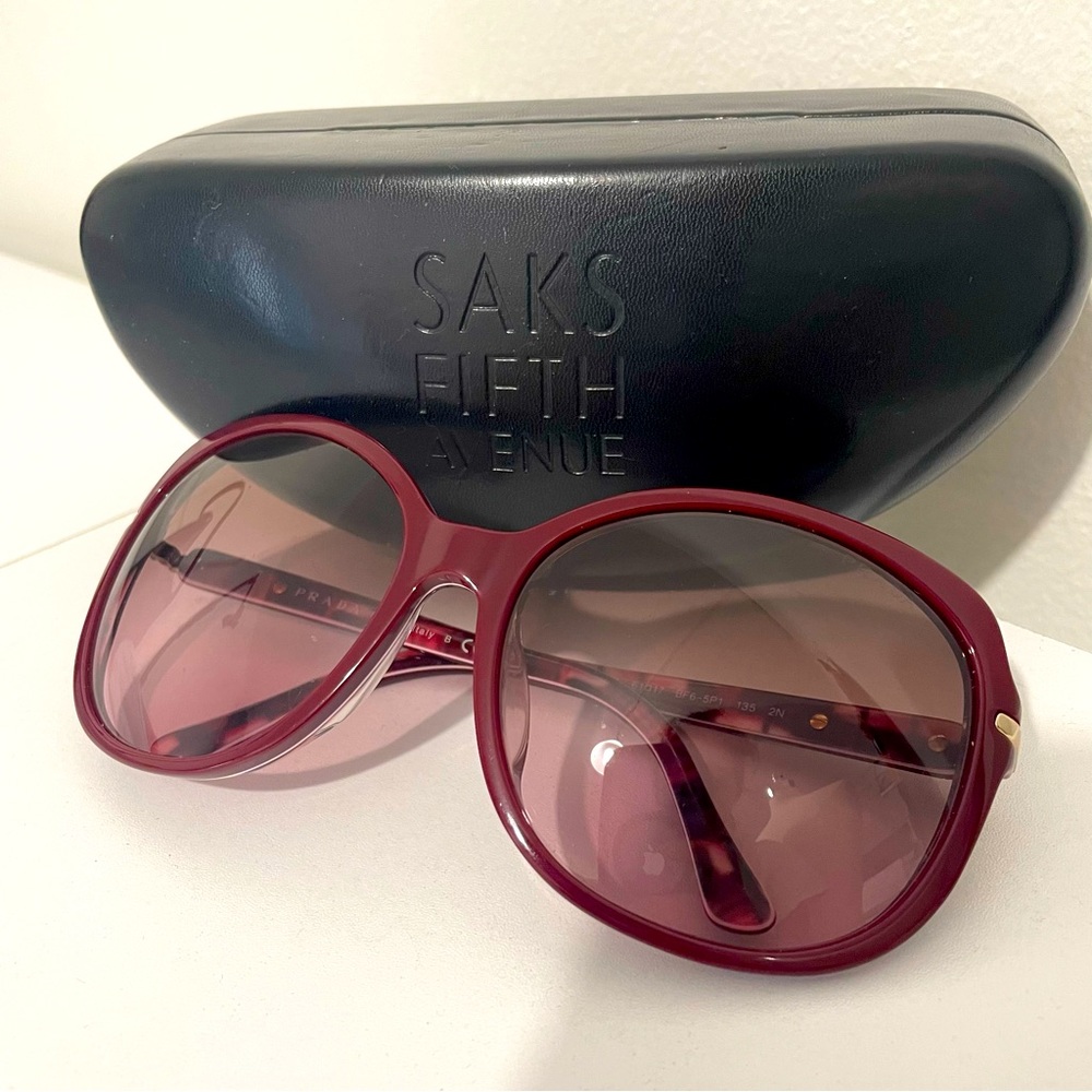 Prada Sunglasses Gold Red Pink Glasses Designer Burgundy